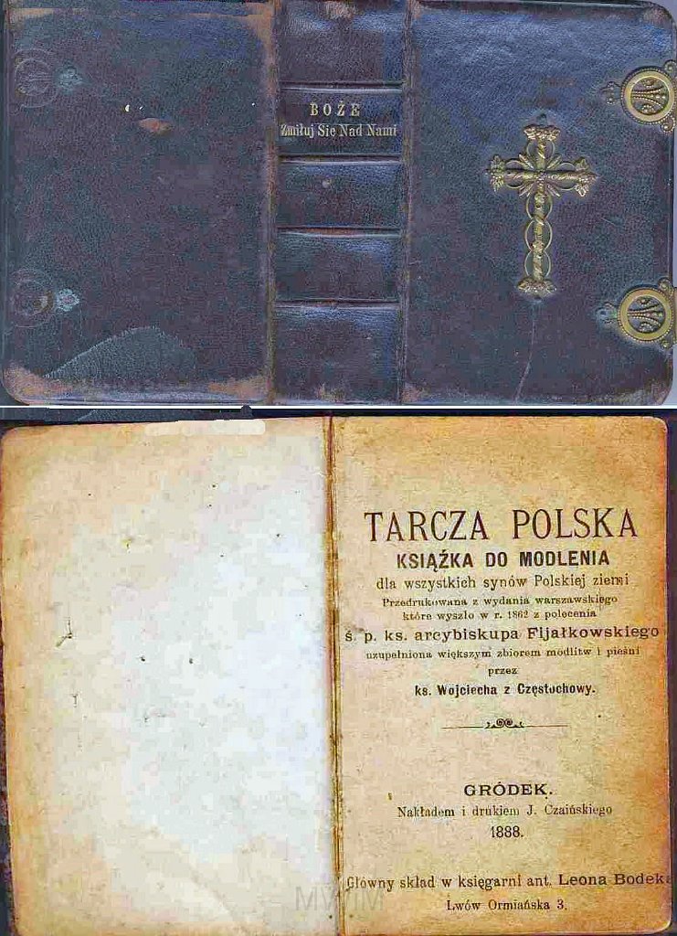 KKE 5944.jpg - Dok. Karta z Modlitewnika „Tarcza Polska” Jana Paszkowskiego, Gródek, 1888 r. wraz z obrazkami patriotycznymi, Kraków, 29 III 1907 r.